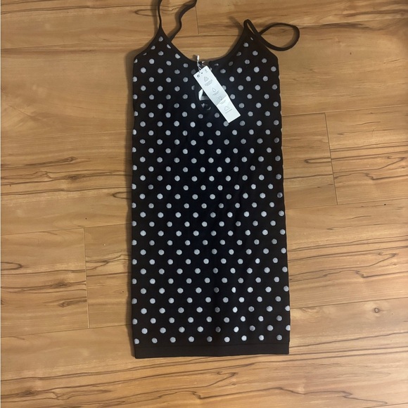 NWT Zara Black and White Fitted Polka Dot Mini Dress - Picture 2 of 6